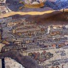 Superb mozaic reprezentând harta Ierusalimului, Palestinei, Iordaniei și Israelului