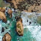 Detail of the ocean and the coast of Cabo da Roca in the parish of Colares, municipality of Sintra, Portugal