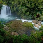 O cascada din Ecuador se prabuseste printre vegetatia luxurianta a Parcului National Sumaco, unde raul cu ape albe strabate padurea tropicala sud-americana.
