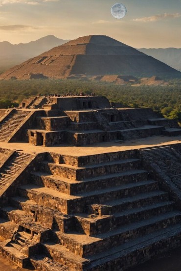 Maiestuoasele Piramide ale Soarelui și ale Lunii din Teotihuacan, Mexic, un vechi oraș precolumbian, fascinează prin măreția și istoria lor, patrimoniu UNESCO.