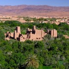 Veche kasbah din pământ crud în Valea Trandafirilor, înconjurată de grădini de trandafiri și palmieri, mărturie a istoriei berbere și a arhitecturii tradiționale.